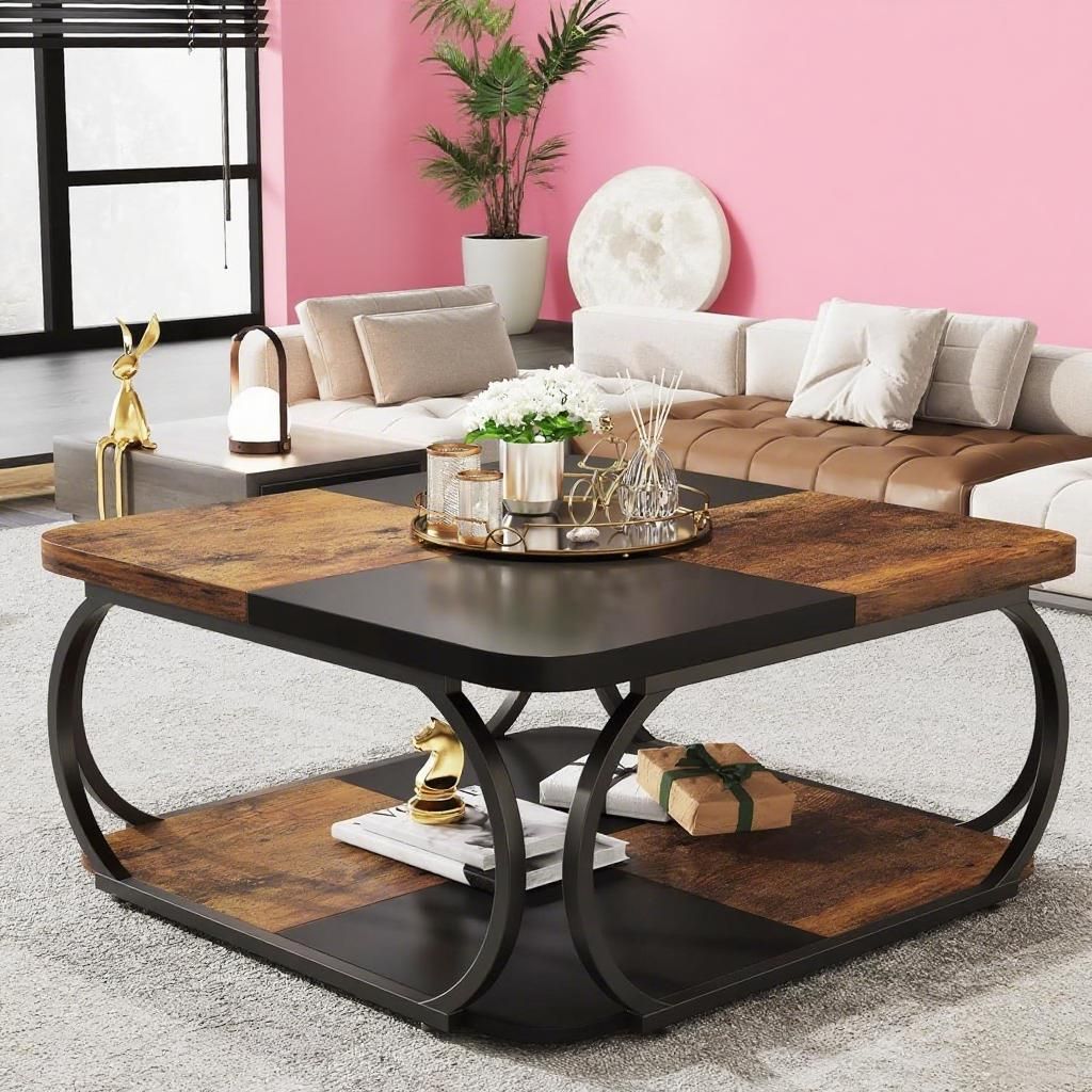 Sustainable Living Is - Meja Kopi Kayu Solid Modern Buatan